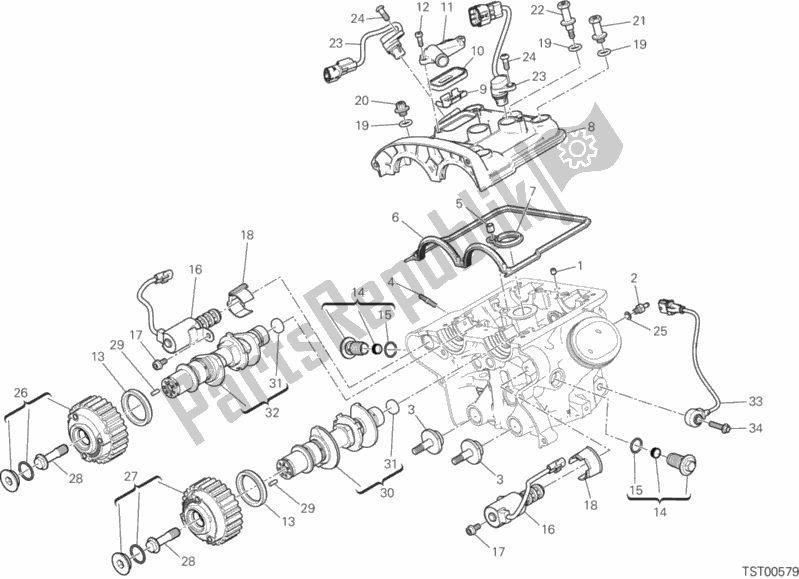 All parts for the Vertical Cylinder Head - Timing of the Ducati Multistrada 1200 Enduro Touring 2016